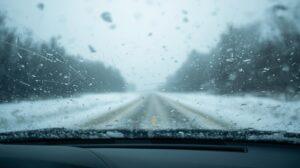 Snow through windshield